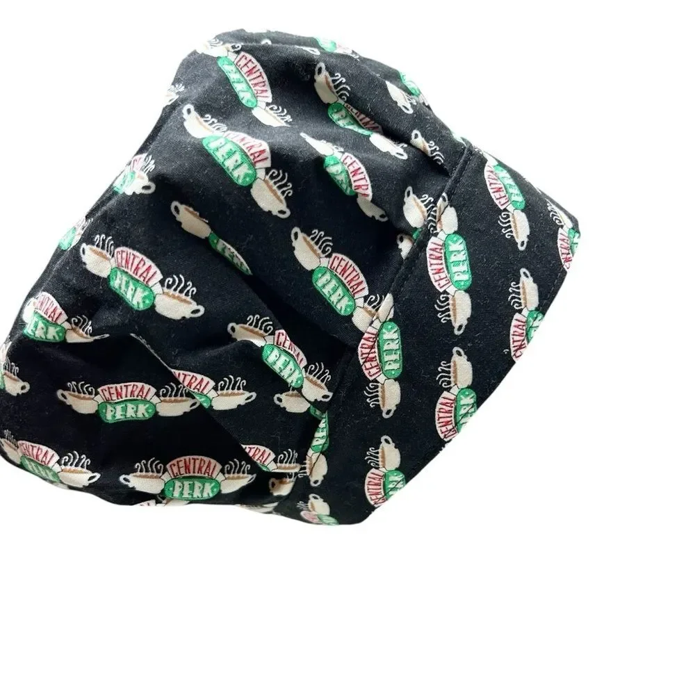 Scrub Cap Bouffant Style Elastic Back Friends Central Perk Handmade